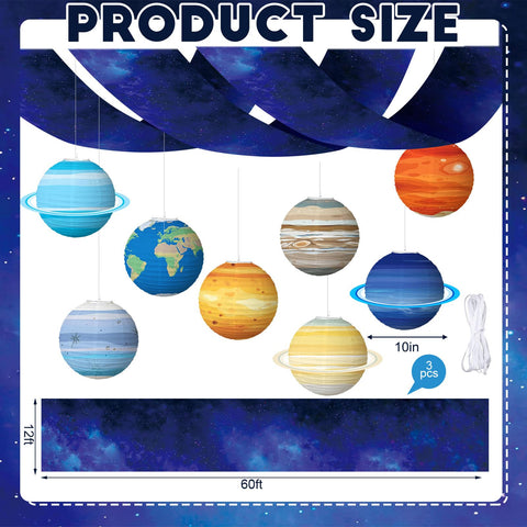 VioraWhite paper lantern planets add festive space-themed charm.