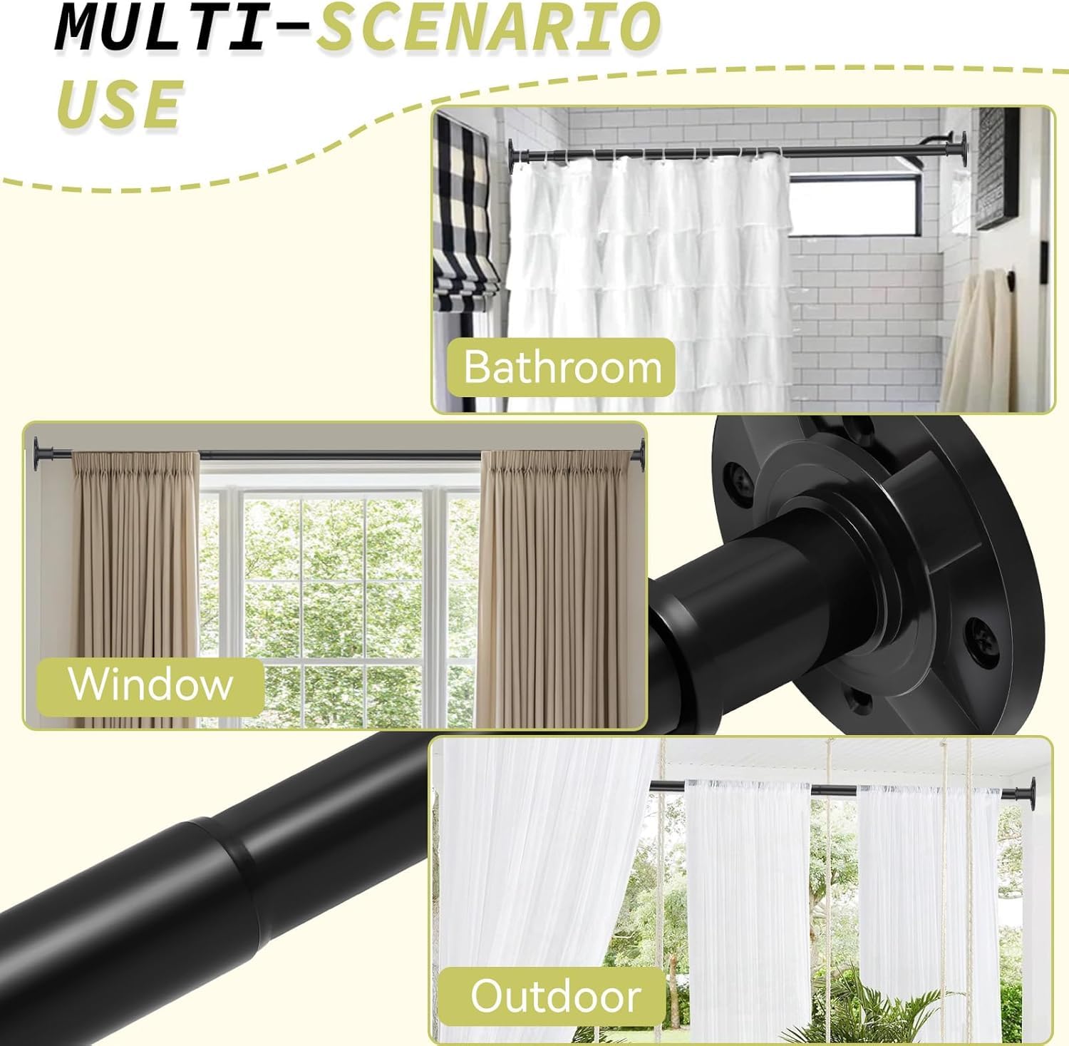 VIOREMOS multiuse rod suitable as room divider or closet rod.