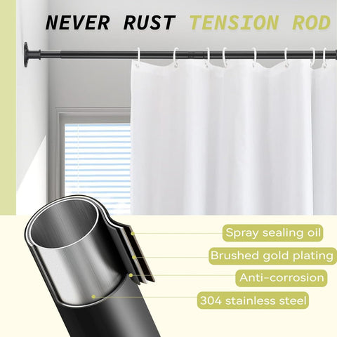 VIOREMOS rust-resistant coating protects the rod in humid bathrooms.