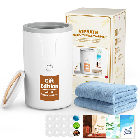 VIPBATH 20L towel warmer front view showing even warmth for spa-like comfort