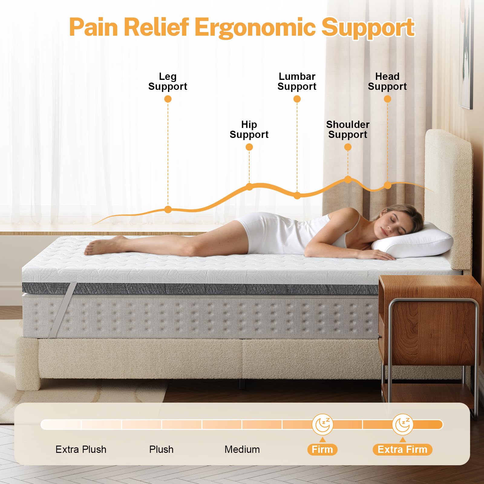 Vipbear extra-firm high-density foam side conforms to curves for pressure relief.