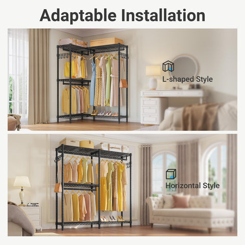 VIPEK L4 Garment Rack three-rods highlights versatile hanging capacity.