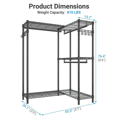 VIPEK L4 Garment Rack top shelves keeps bedding and boxes neatly accessible.