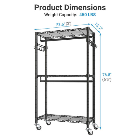 VIPEK R2 mini rolling rack hanging rods display clothing storage options