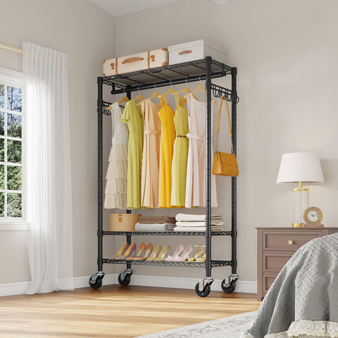 VIPEK R3 adjustable shelves and hanging rod maximize space for bulky items.