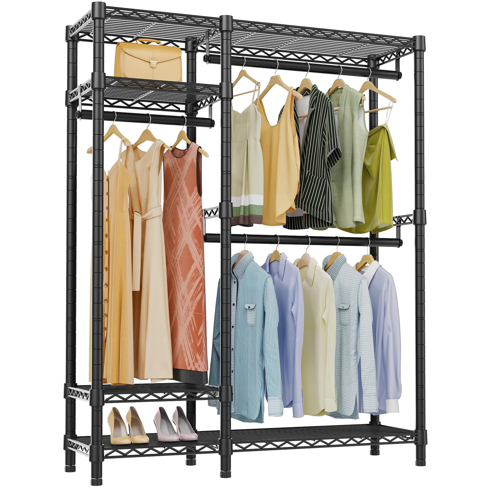 VIPEK V2 heavy duty clothes rack front view showing sturdy, versatile storage for clothing and accessories.