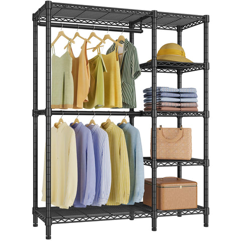 VIPEK V7 garment rack showing overall dimensions for planning a neat entryway closet.
