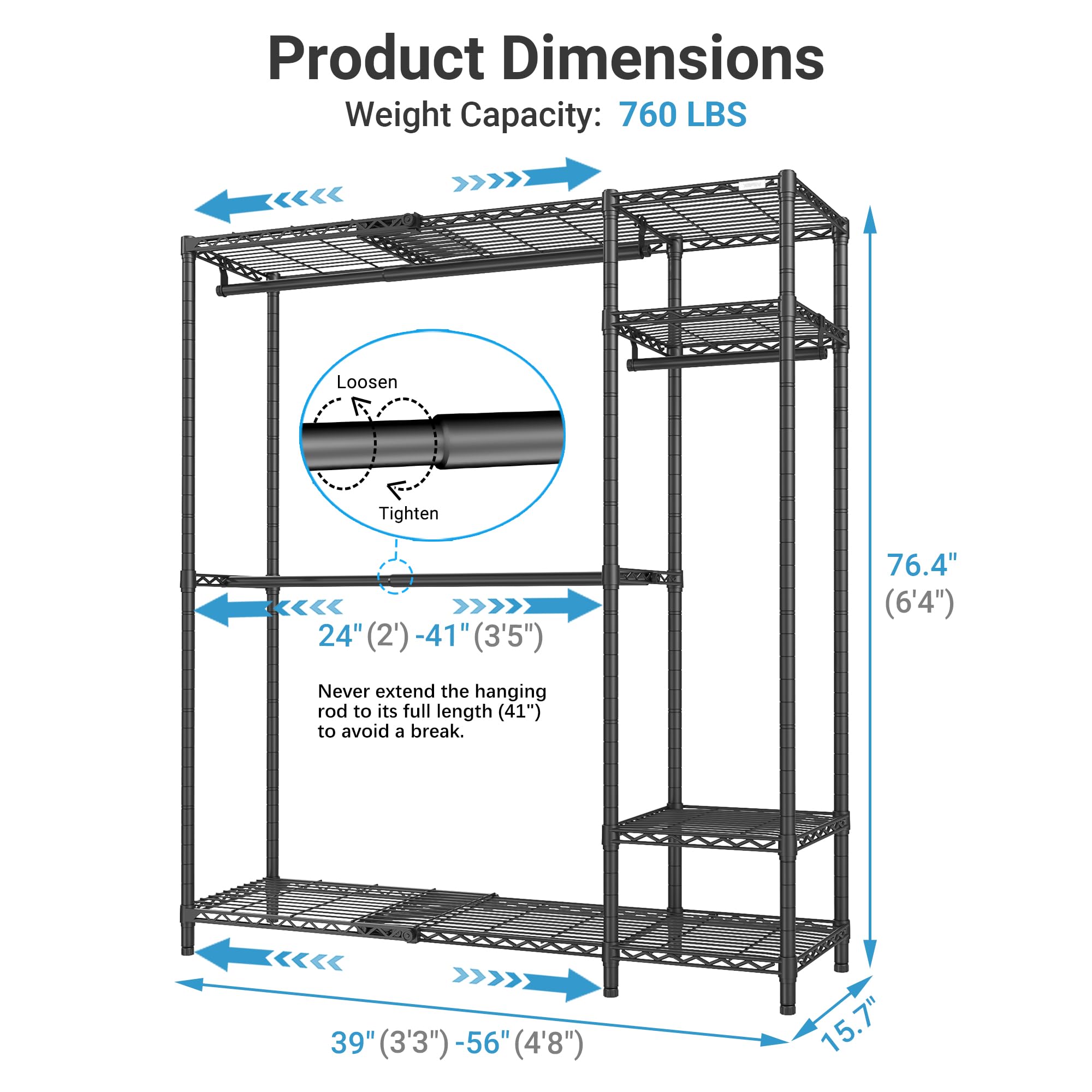 VIPEK X20 portable closet system easily reconfigures in small spaces