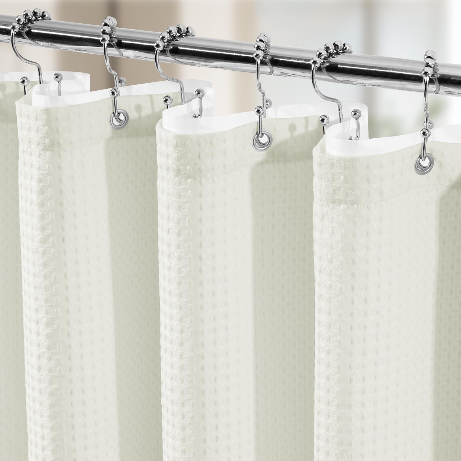 Vipfree 3 in 1 shower curtain set with waffle curtain enhances privacy and style