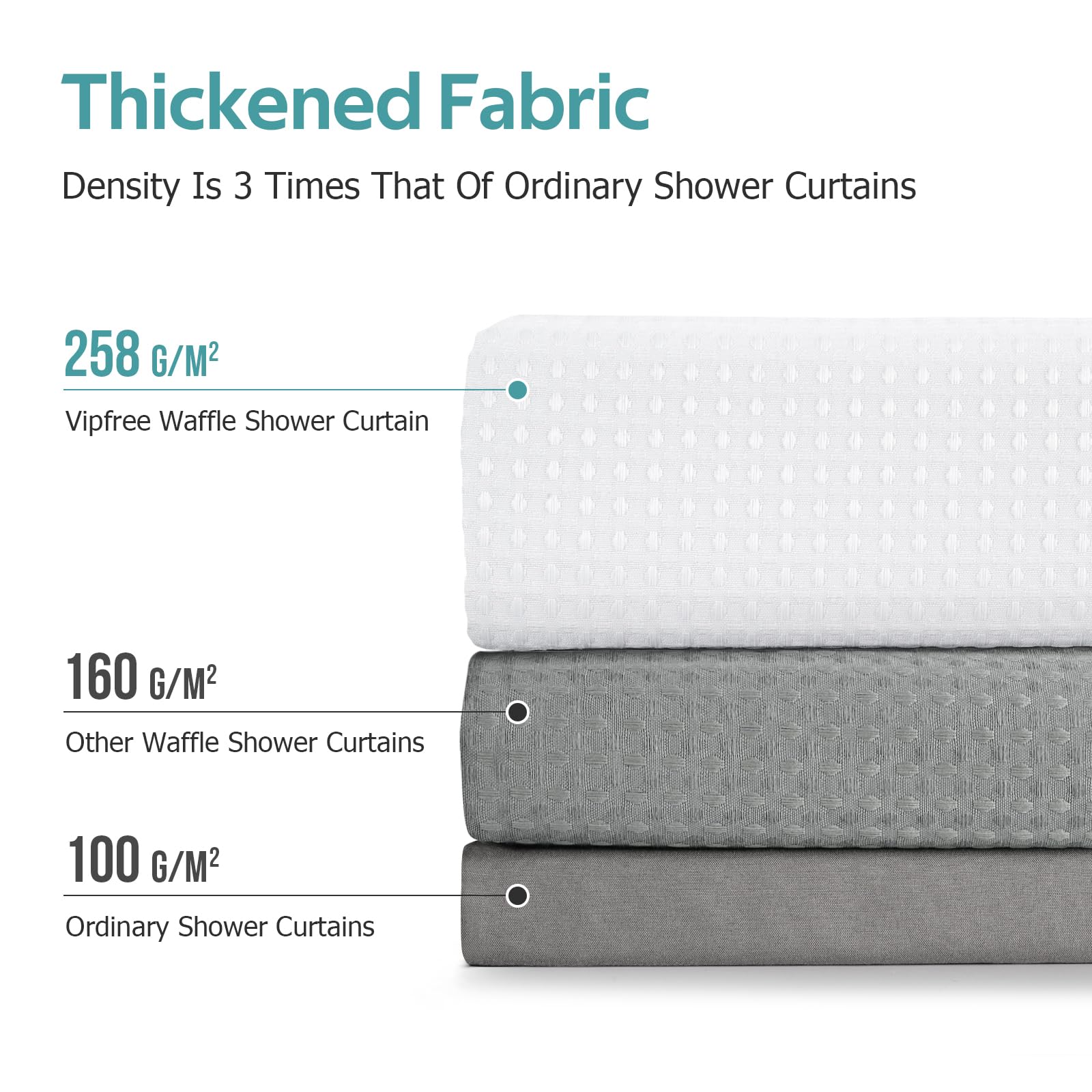 Vipfree weighted hem keeps curtain in place during showers