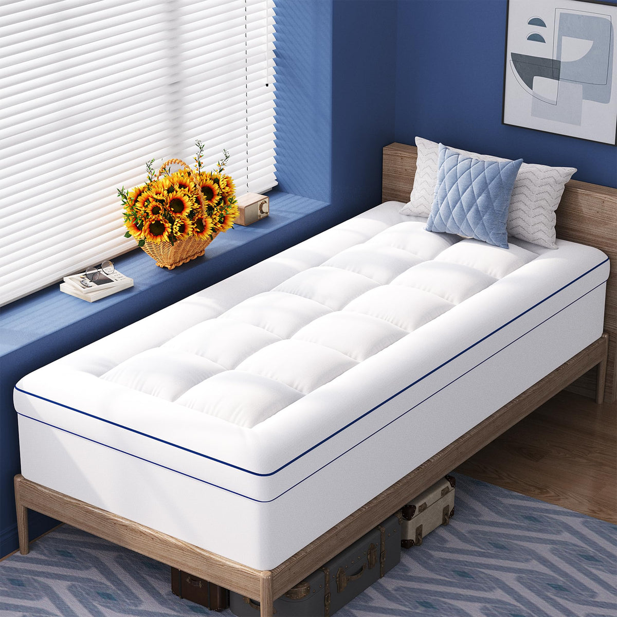 Vipfree Twin XL dual-layer topper with soft pillow top for plush sleeping comfort.