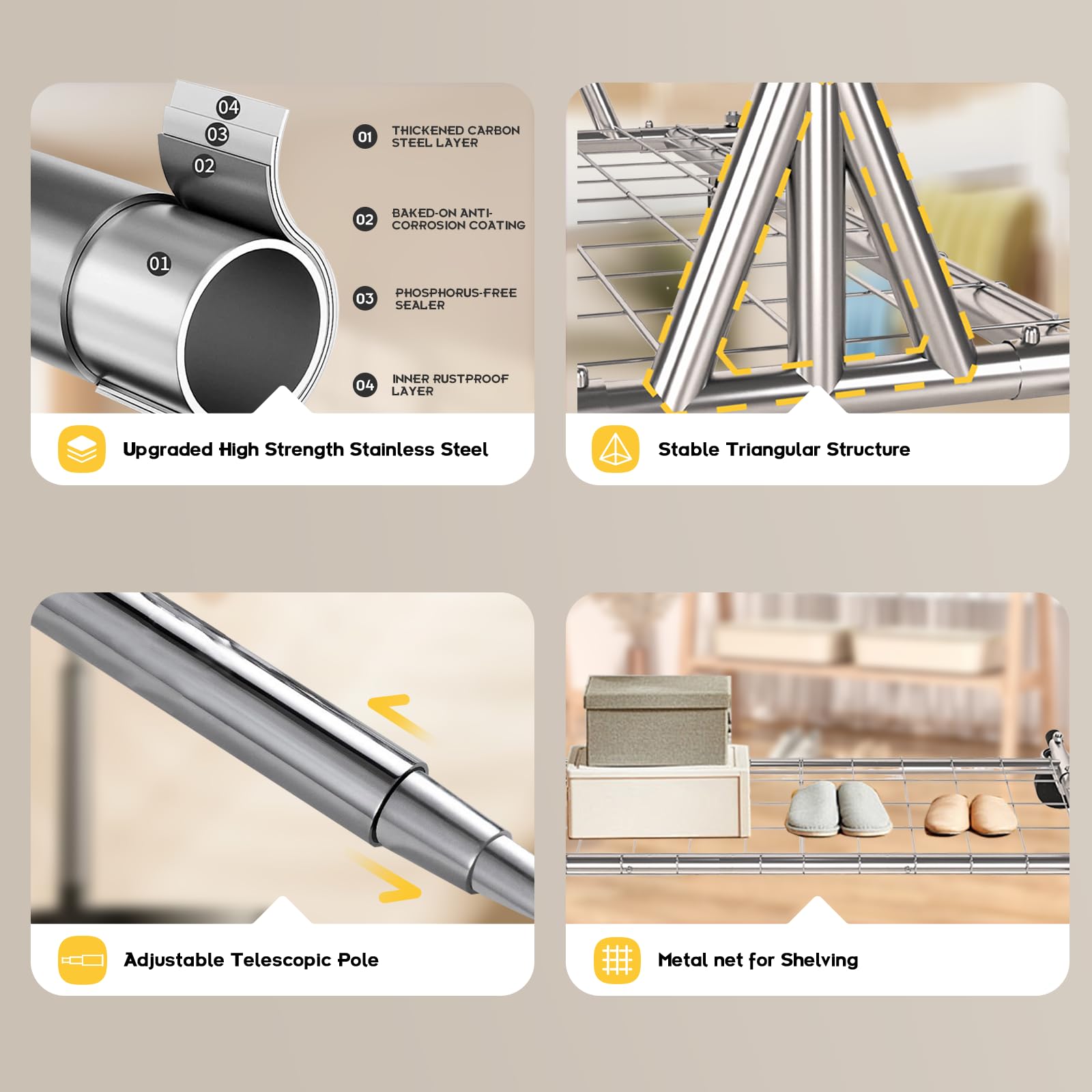 VIPLEEO extendable rod shows adjustable width for clothing