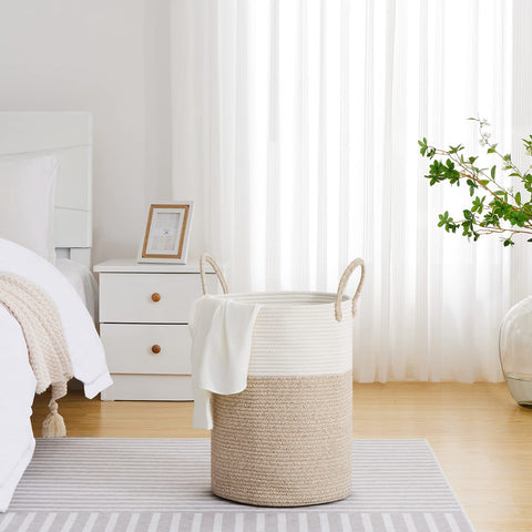 VIPOSCO rope basket organizes blankets and towels neatly