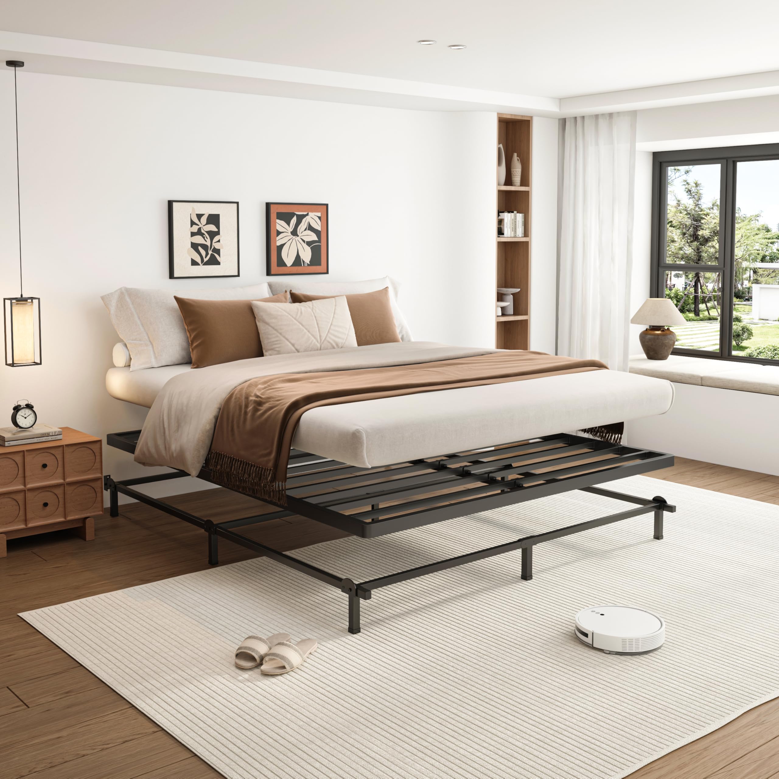 VIPSHOW black bunkie board style bed base blends with décor