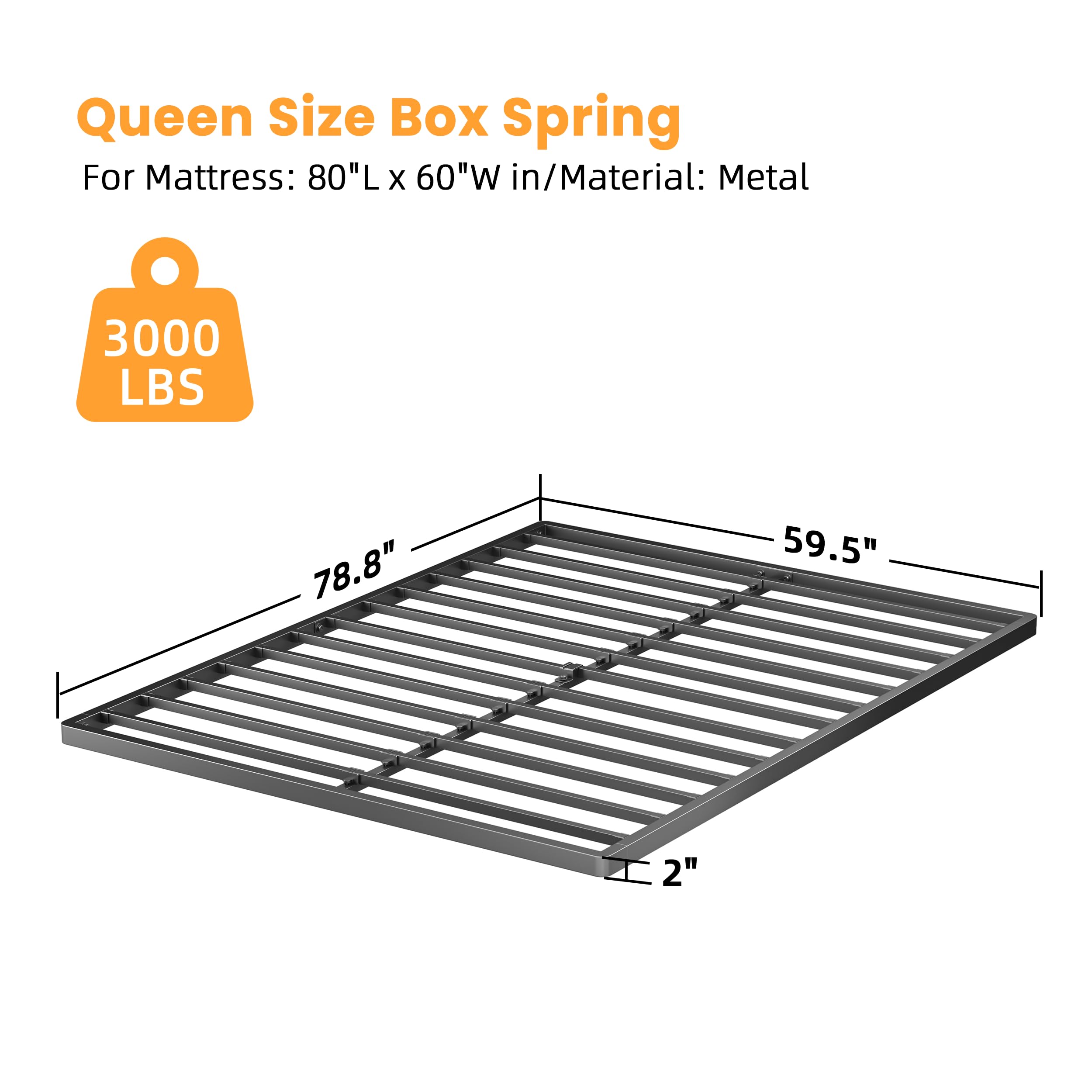 VIPSHOW box spring offers 3000 lb capacity and strong pillar support