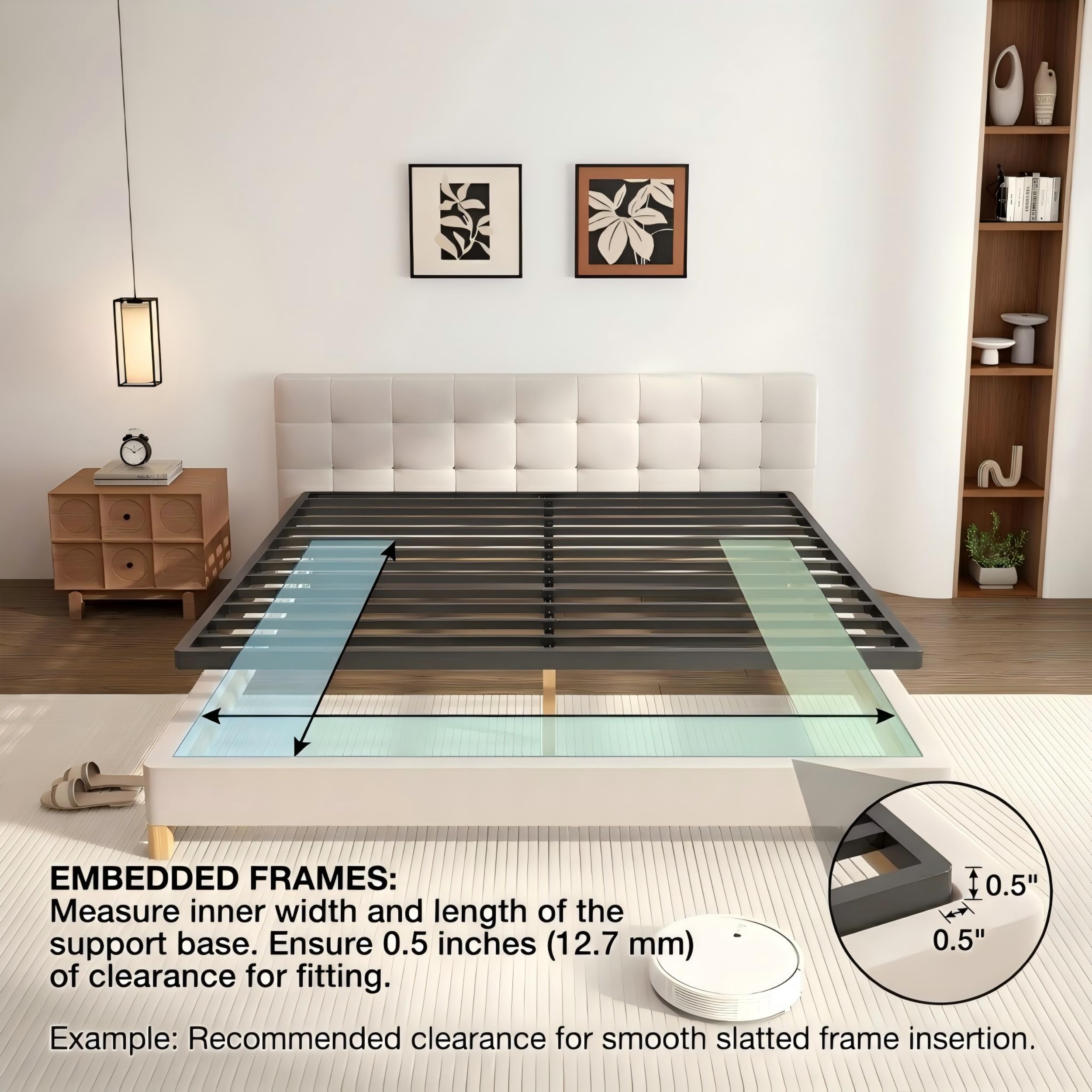VIPSHOW metal box spring shows a low-profile design for versatile beds