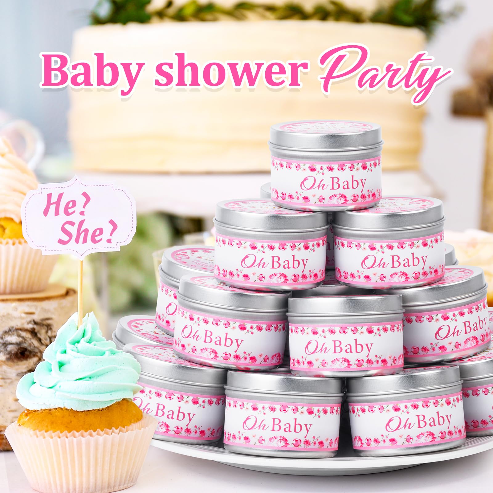 Viscoo display-ready baby shower candle set for guest gifts