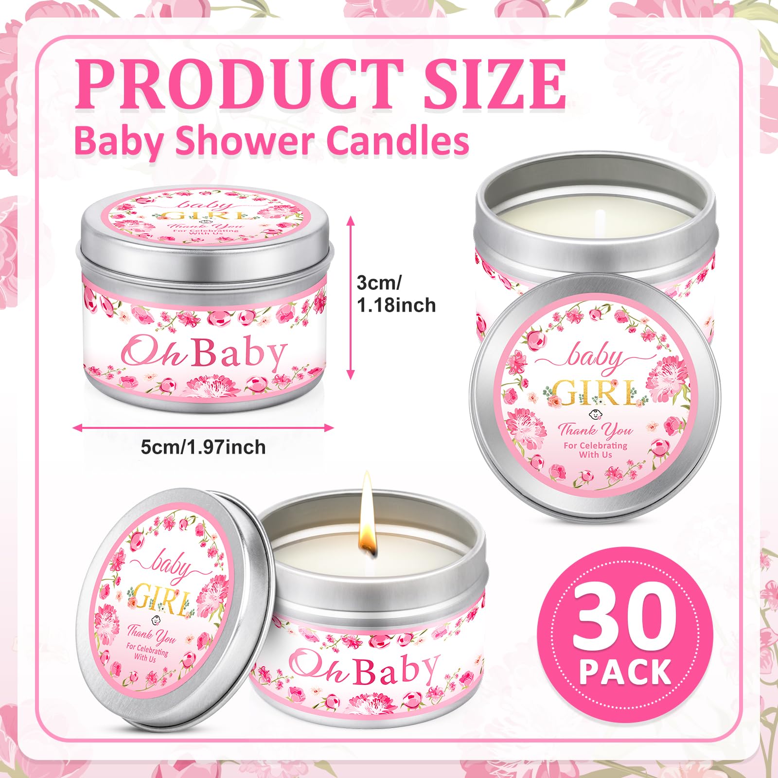 Viscoo pink candle with baby-themed patterns for thoughtful gifts