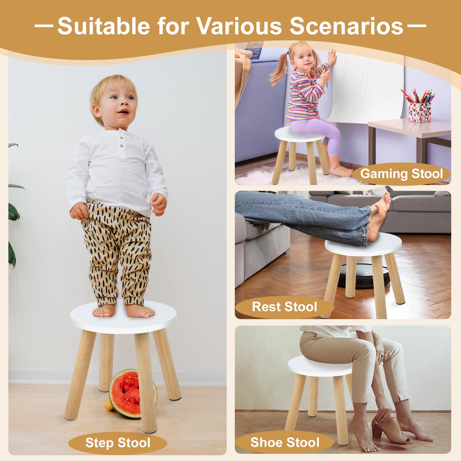 VISCOO wooden step stool for bathroom use stable height for daily routines