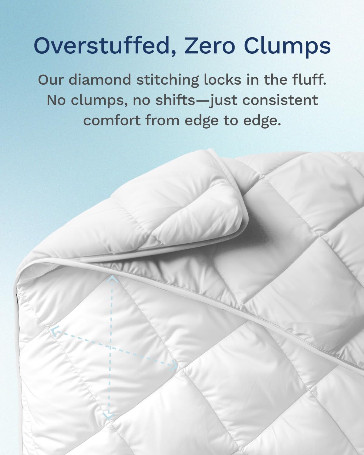 ViscoSoft Twin XL Comforter shown with duvet-ready corner loops.