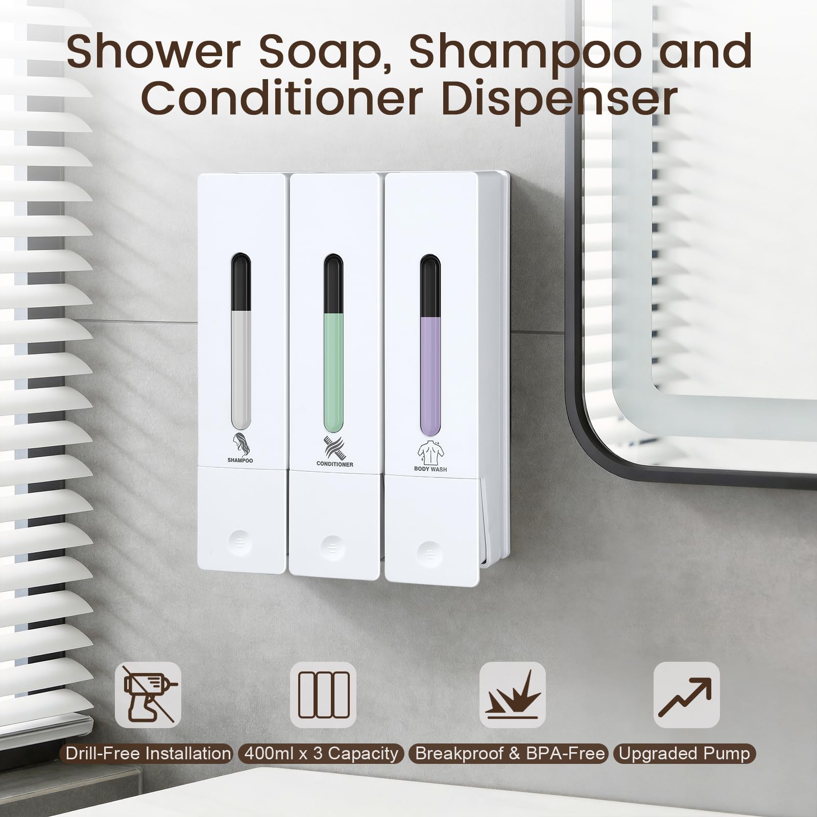 ViserVita enlarged liquid outlet enables precise single-press dispensing.