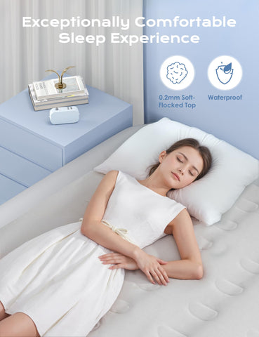 VISFAPAER Queen air mattress at 18-inch height for easy entry and comfort.