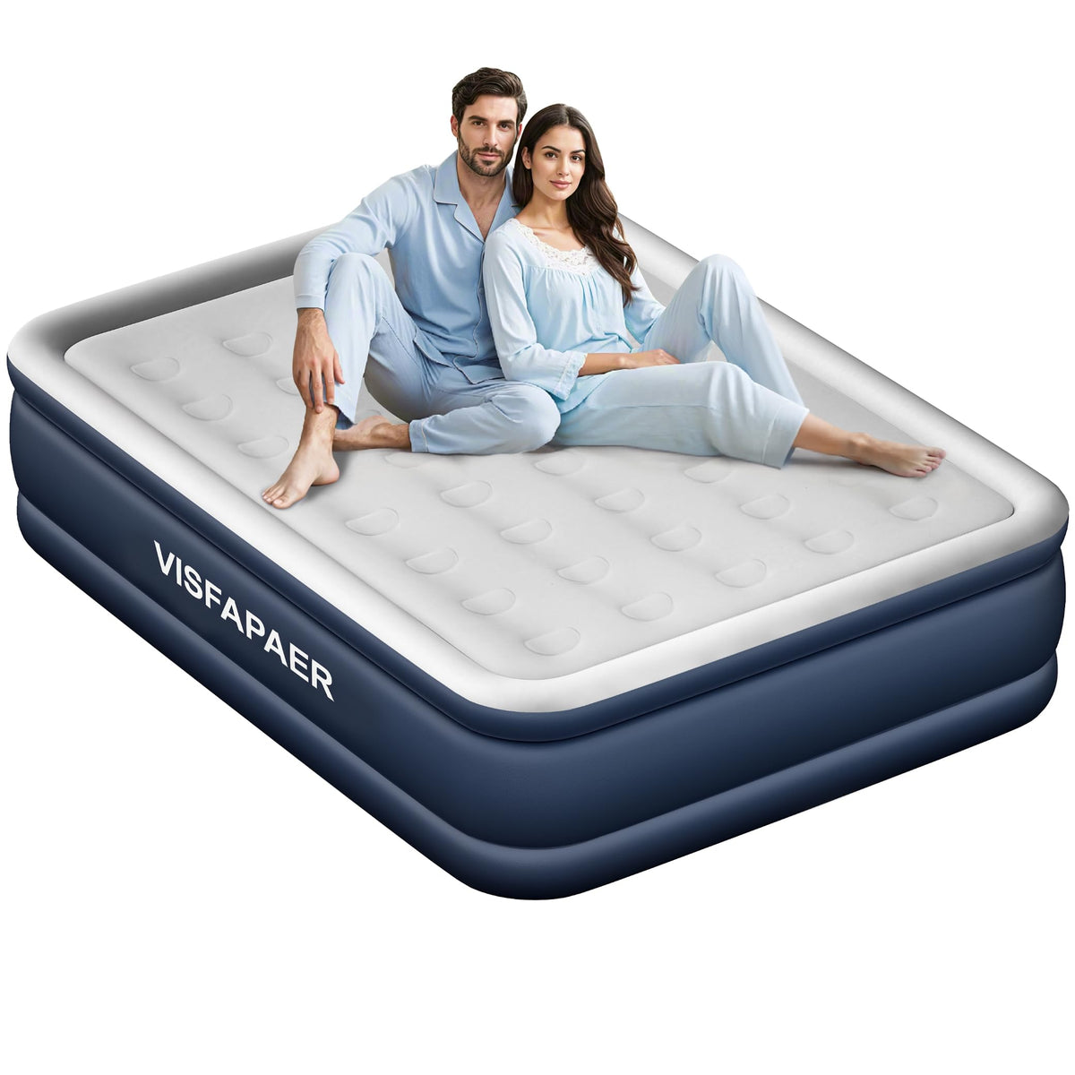 VISFAPAER Air Mattress Queen with built-in pump highlights reliable inflation for guest-ready comfort.