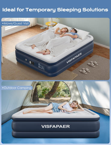 VISFAPAER Queen air mattress carry bag included for travel or storage.