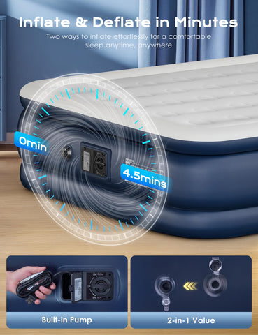 VISFAPAER Queen air mattress honeycomb support delivers even weight distribution.