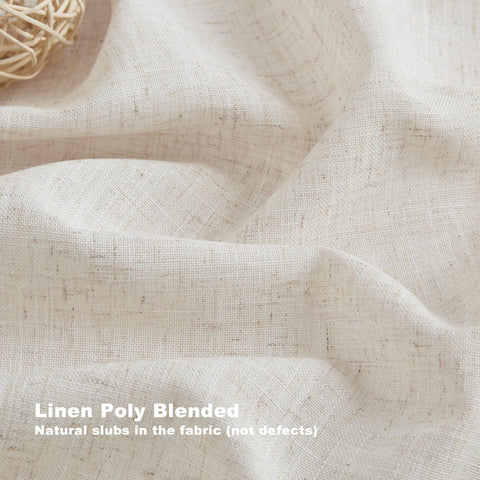 Vision Home beige linen pinch-pleat curtains add a cozy, natural look.