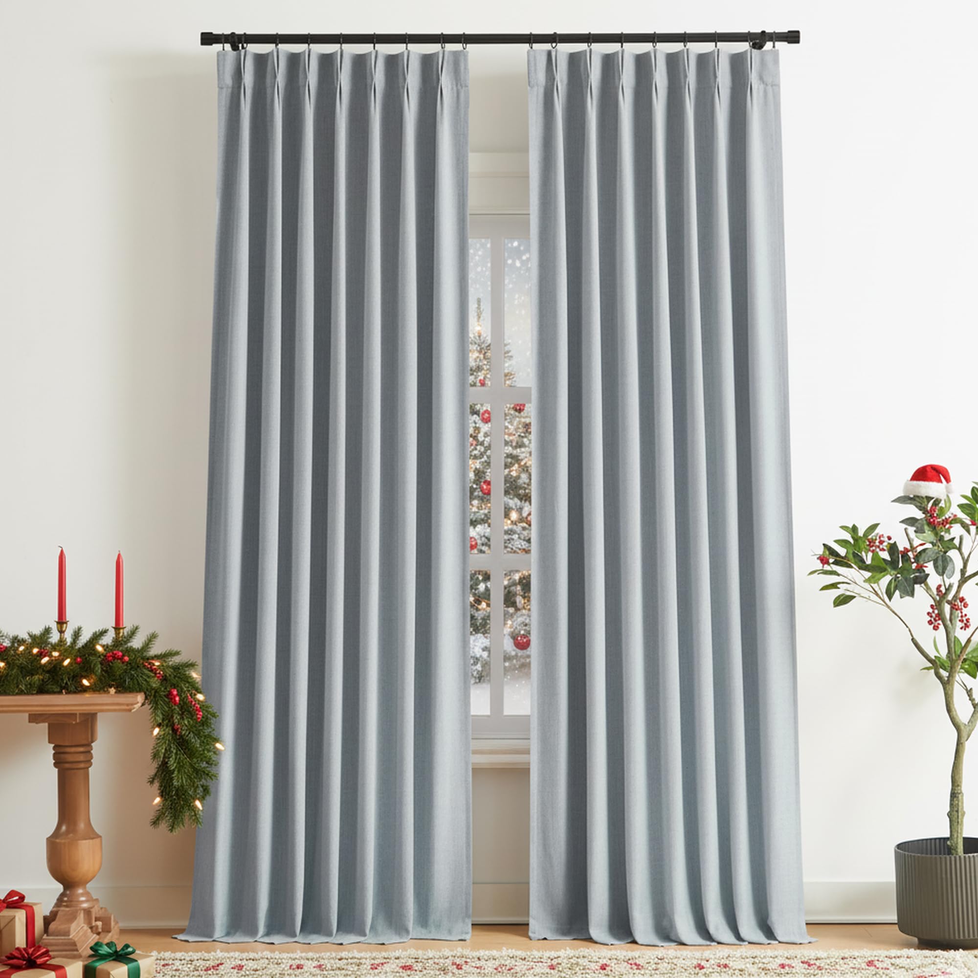 Vision Home linen blend blackout curtains ready-made two panels for quick setup