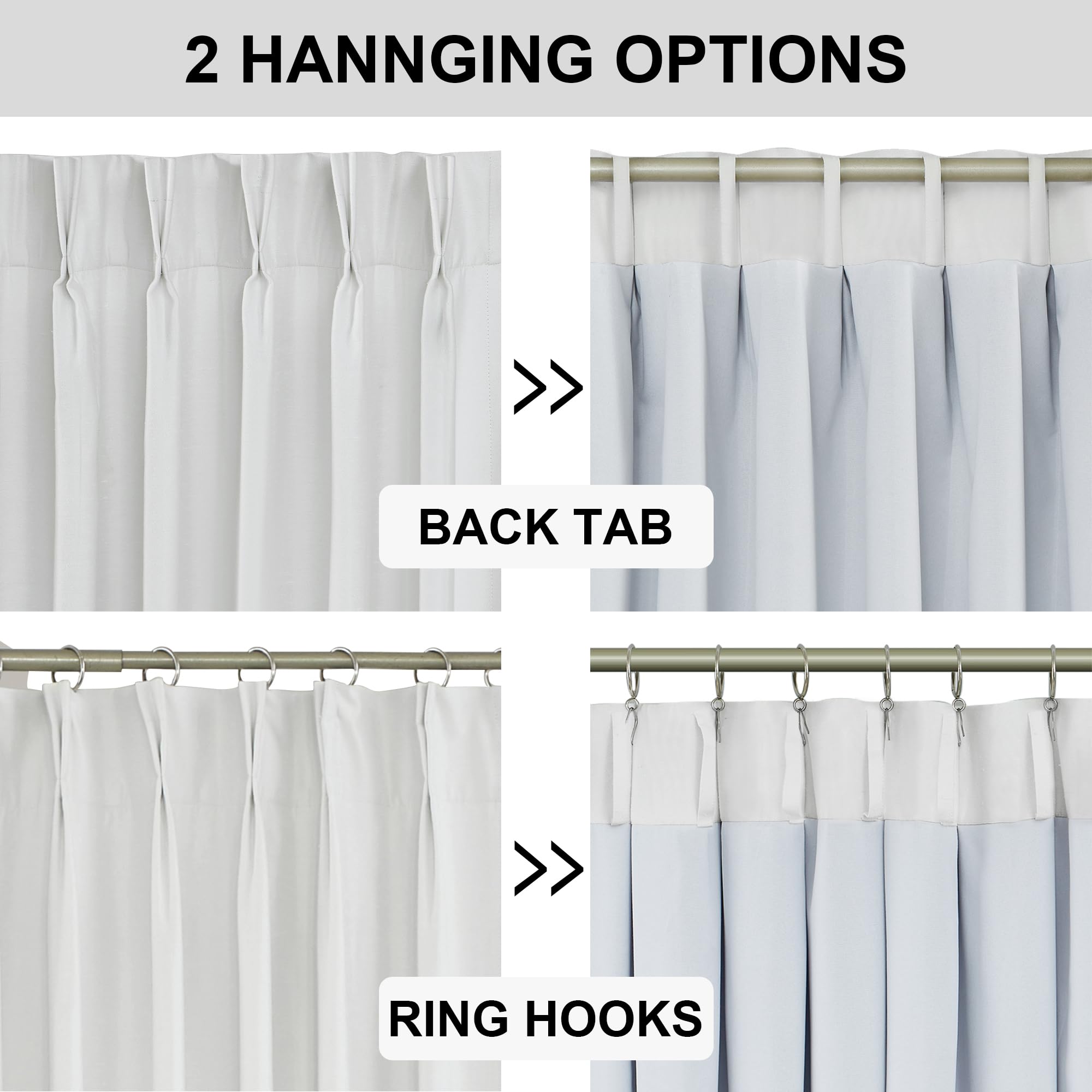 Vision Home back tabs for versatile curtain mounting and decor options