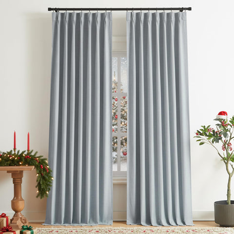 Vision Home blue fog blackout curtains creating a calm room ambiance