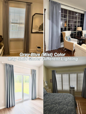 Vision Home versatile hanging options for blue fog blackout curtains