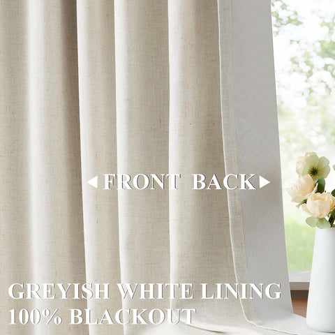 Vision Home linen-blend beige blackout curtain panel 2 adds warm texture and privacy.