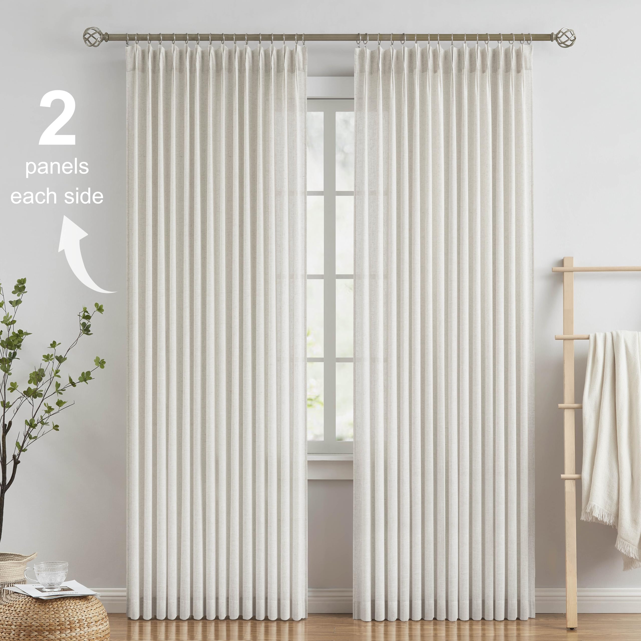Vision Home linen-blend curtains showcase natural weave for a calm, airy look.
