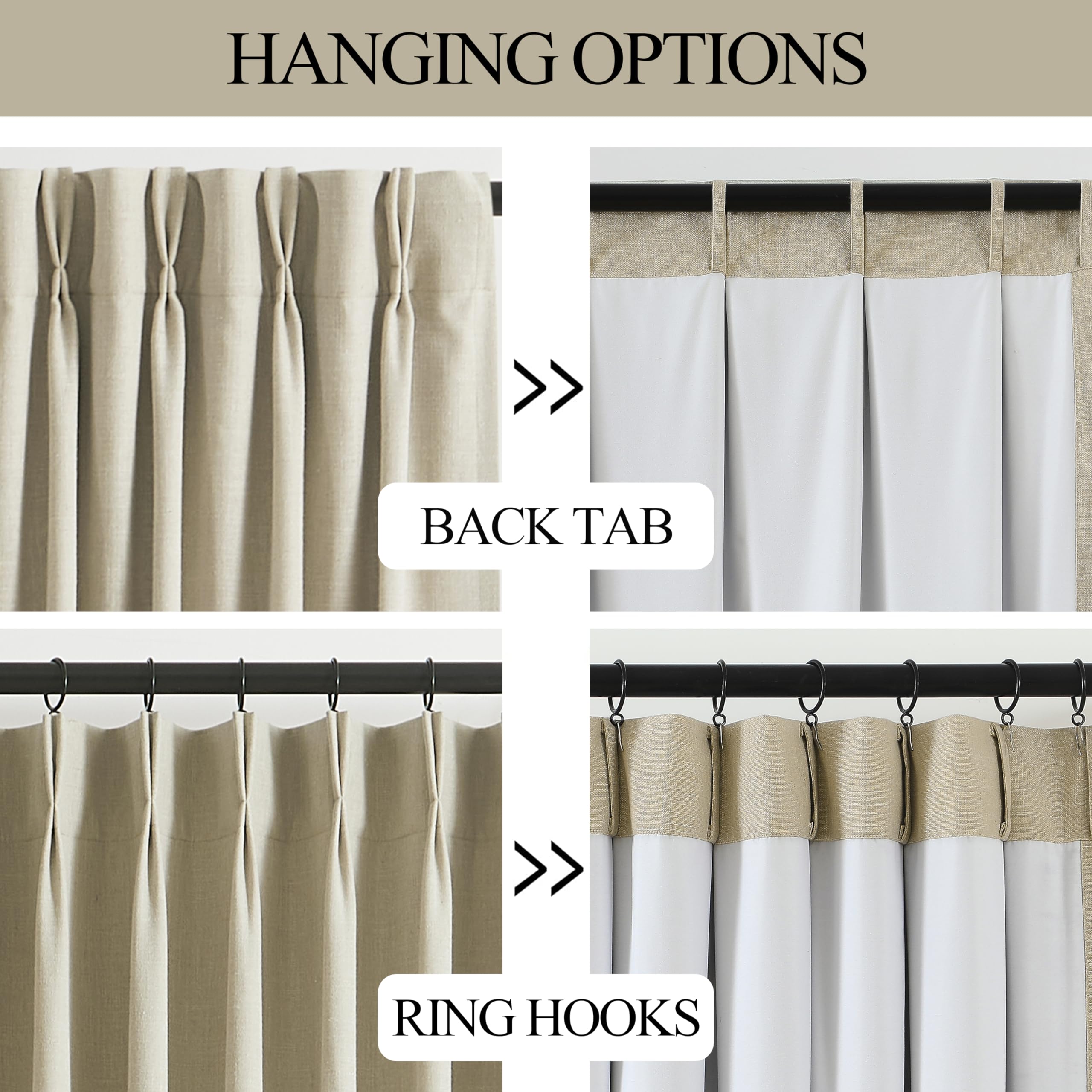 Vision Home sand curtains include 18 hooks for easy installation.