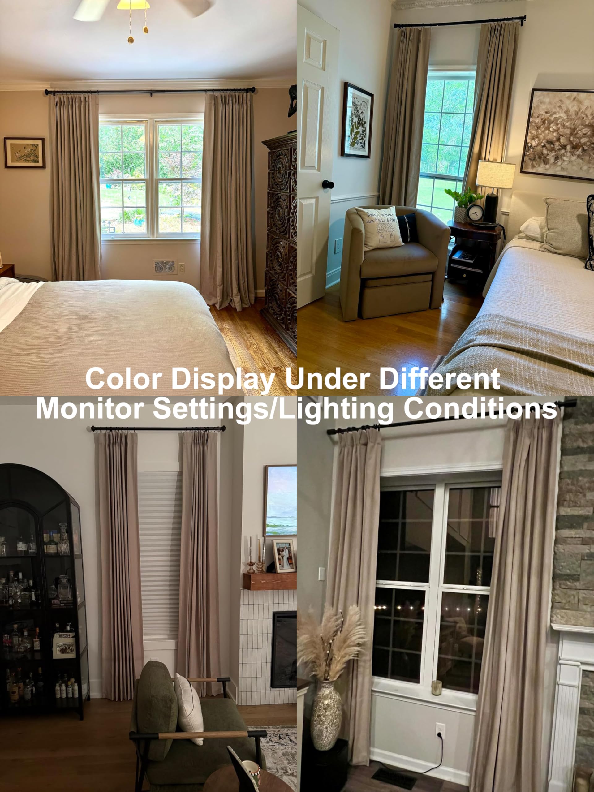 Vision Home sand pinch-pleated drapes reduce glare for calmer spaces.