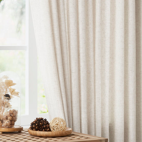 Vision Home textured linen-blend fabric close-up shows natural drape.