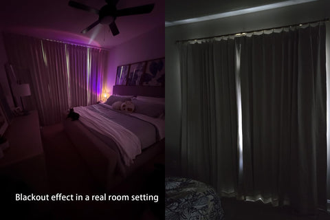 Vision Home blackout curtains illustrating insulation and light control potential.