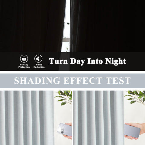 Vision Home weighted hems enhance the drape of blue fog curtains