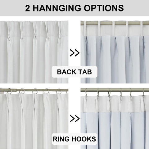 Vision Home white pinch pleated curtain detail showing weighted hems for elegant drape.