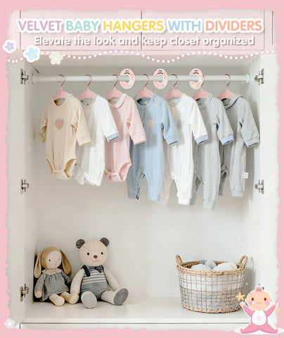 VIS'V pink velvet hangers feature 360° swivel hooks for easy access.