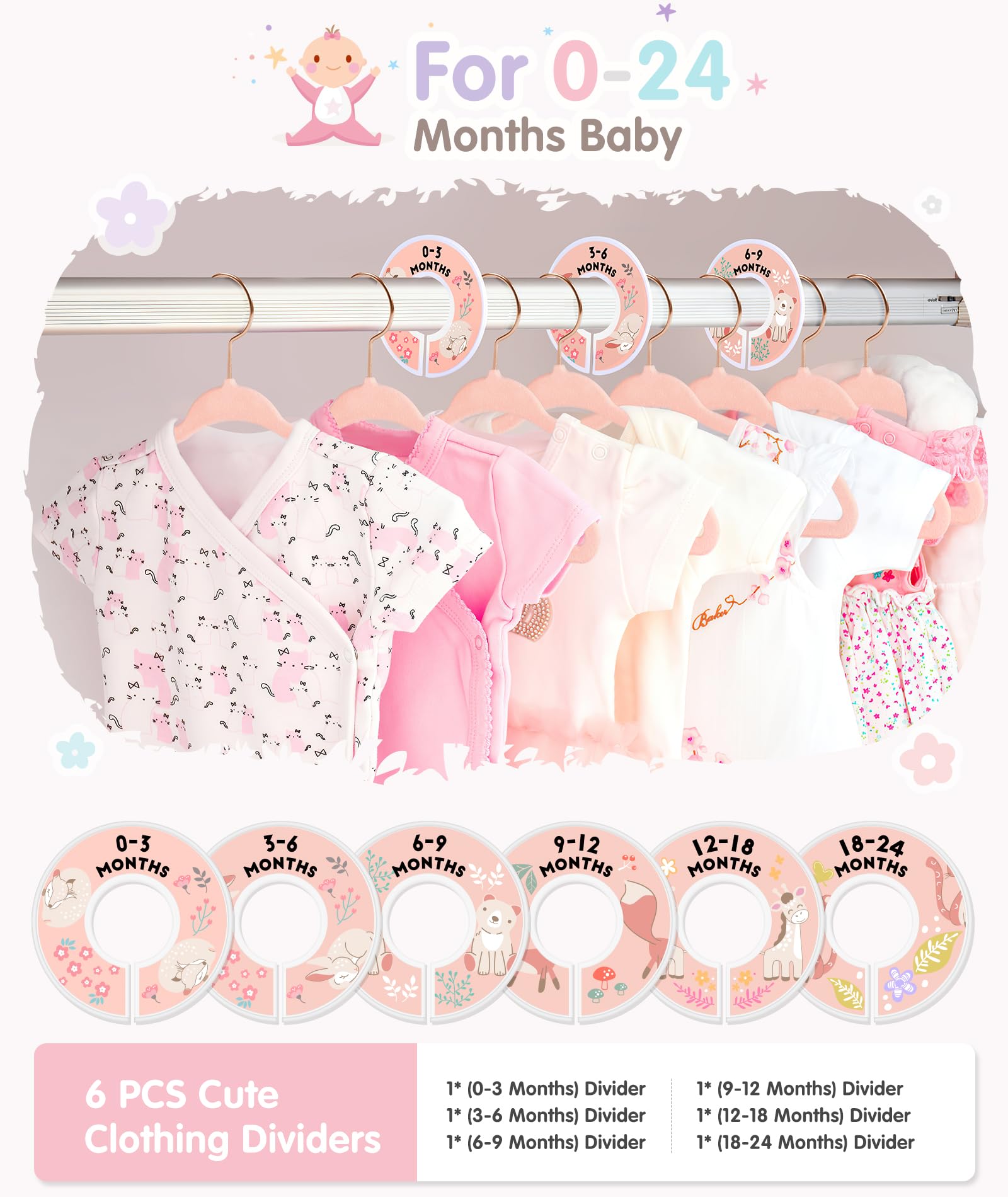 Slim 11-inch profile saves closet space while organizing baby outfits efficiently.