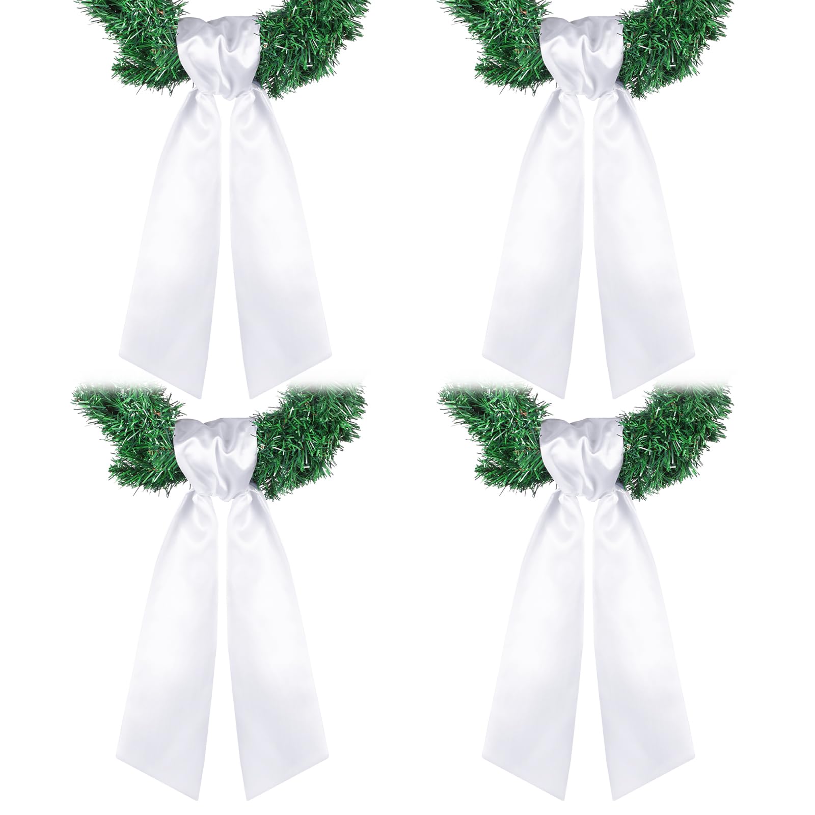 VitalCozy wreath sash on a front door creates a clean, inviting white backdrop.