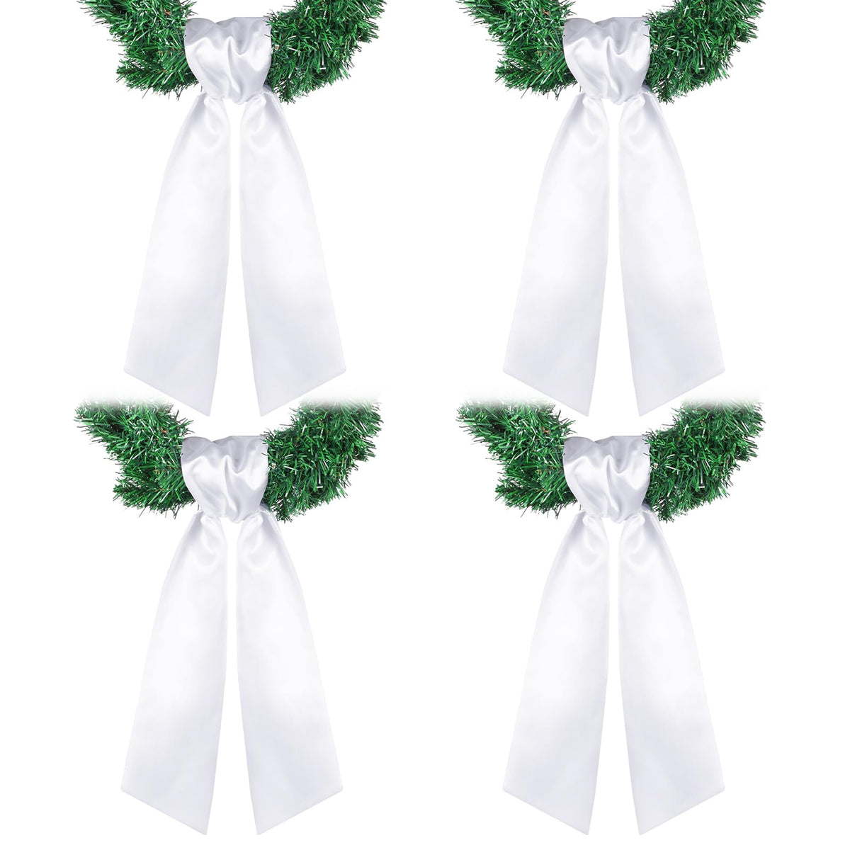 VitalCozy wreath sash on a front door creates a clean, inviting white backdrop.