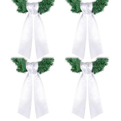 VitalCozy wreath sash on a front door creates a clean, inviting white backdrop.