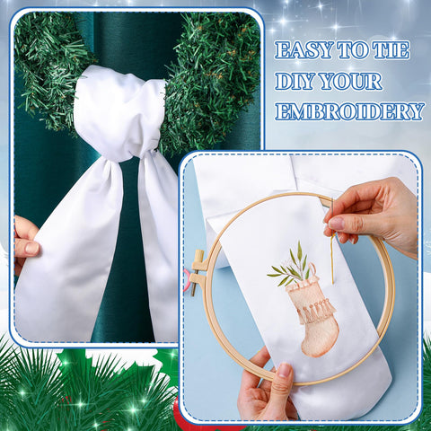 VitalCozy long-length white wreath sash fits many wreath sizes.