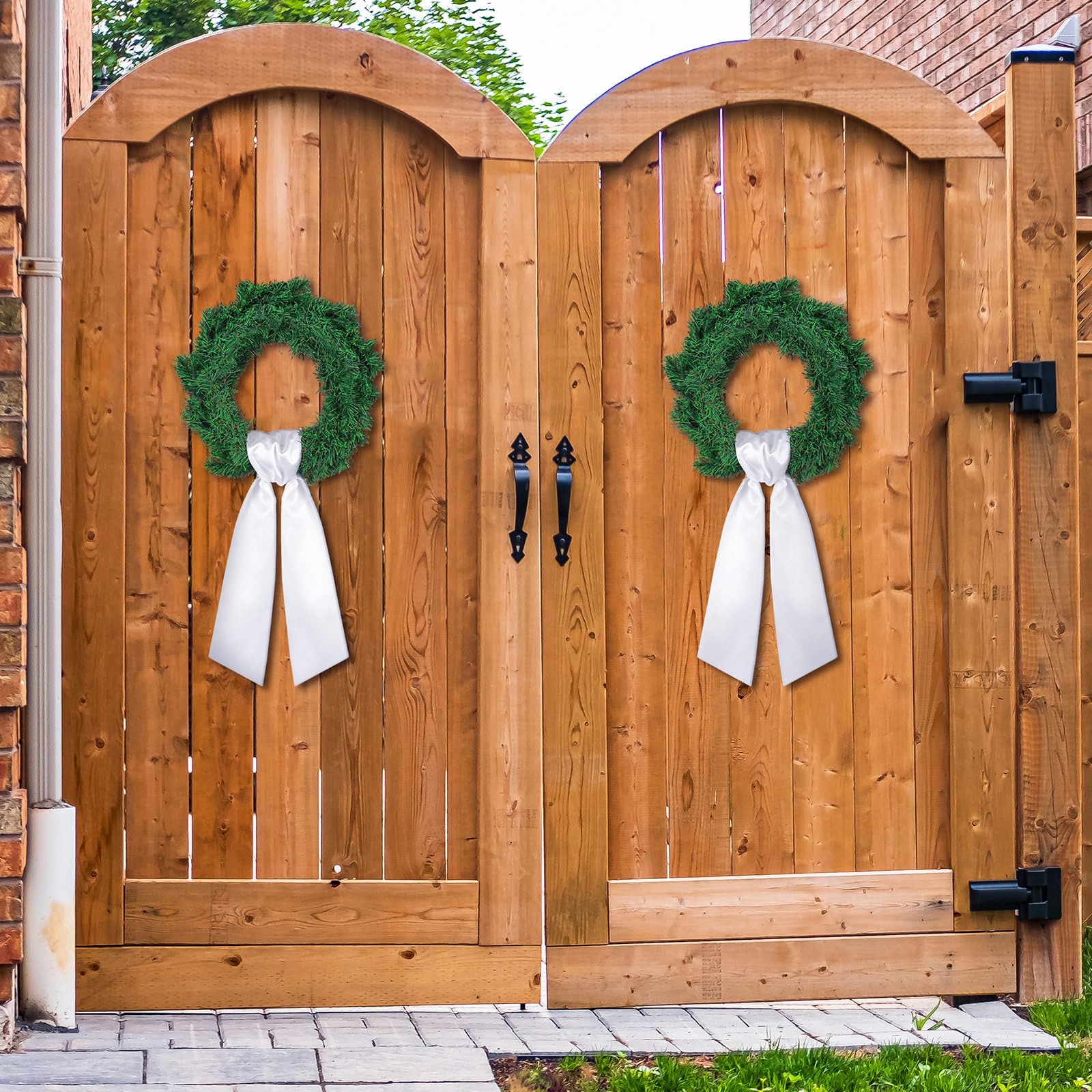 VitalCozy 16-pack white wreath sashes for decorating multiple wreaths.