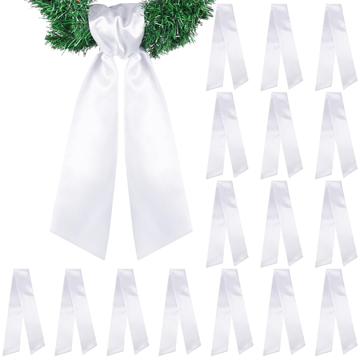 VitalCozy front-door wreath sash in white, durable polyester for long-lasting decor.